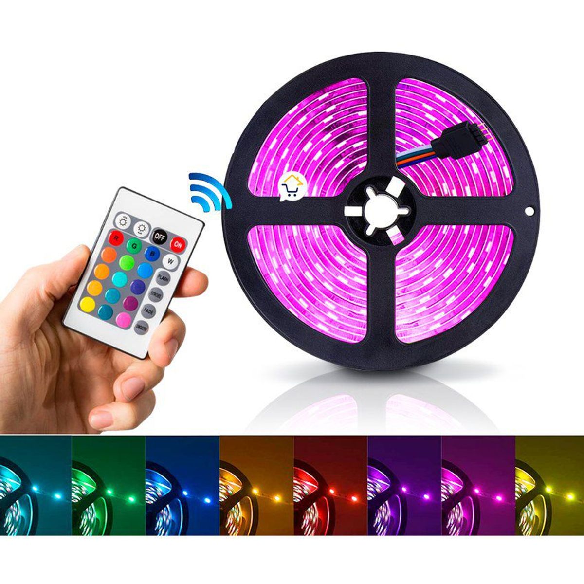 COMPRALOENCASA COM - Cinta Luz Led 5 Metros Multicolor Con Control Navidad SM2D605050