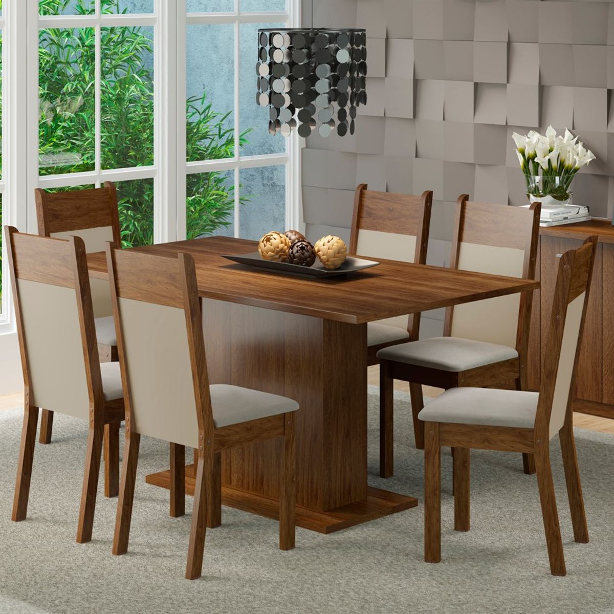 MADESA - Juego de Comedor Lousiana con 6 Sillas