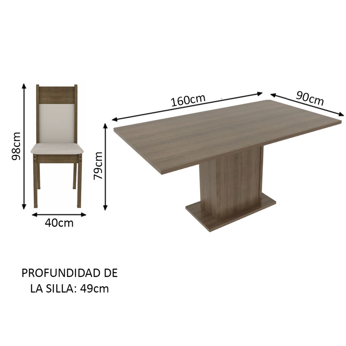 MADESA - Juego de Comedor Lousiana con 6 Sillas