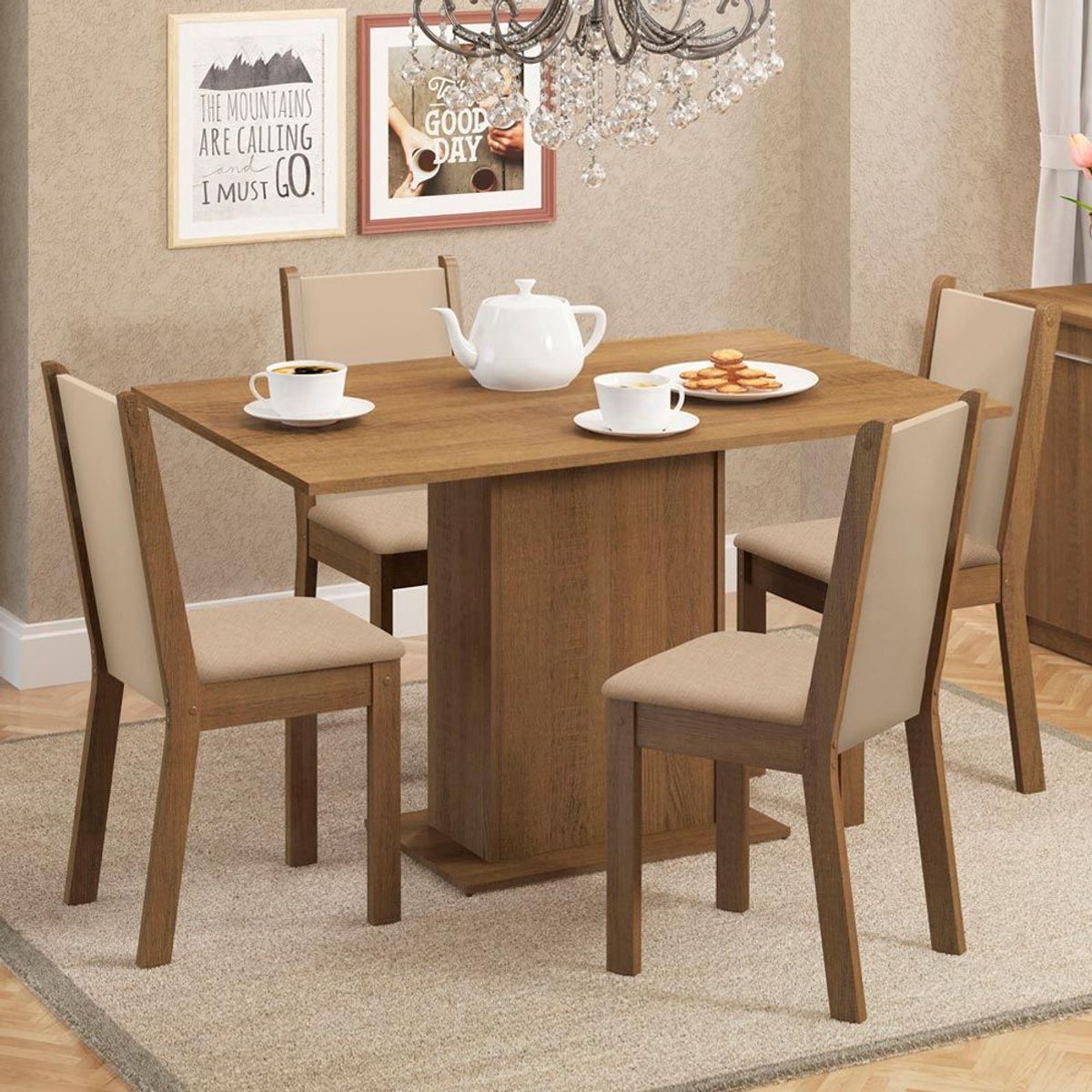 MADESA - Juego de Comedor Talita con 4 Sillas