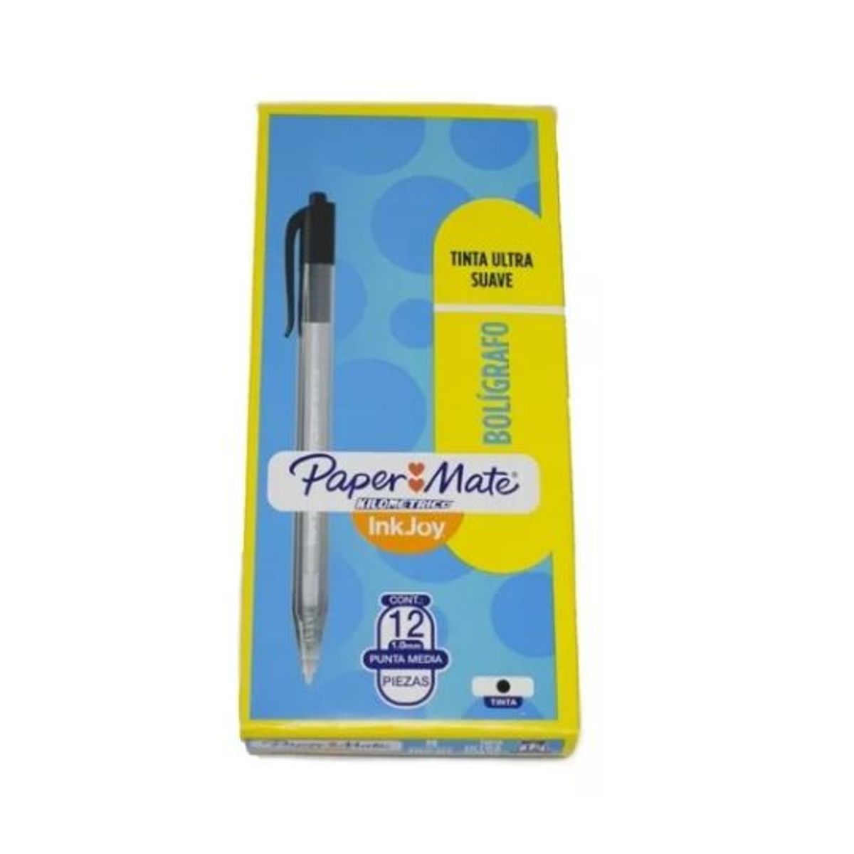 PAPER MATE - Lapicero Kilometrico Retractil Negro X 12 unidades