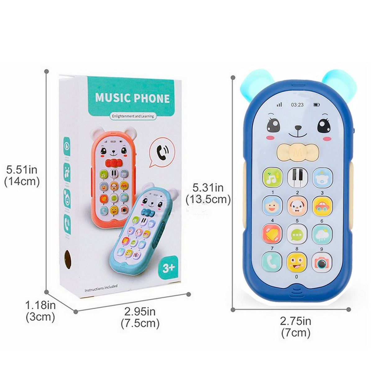 DAYOSHOP - Teléfono Celular Juguete Musical Conejo Bebe Niño