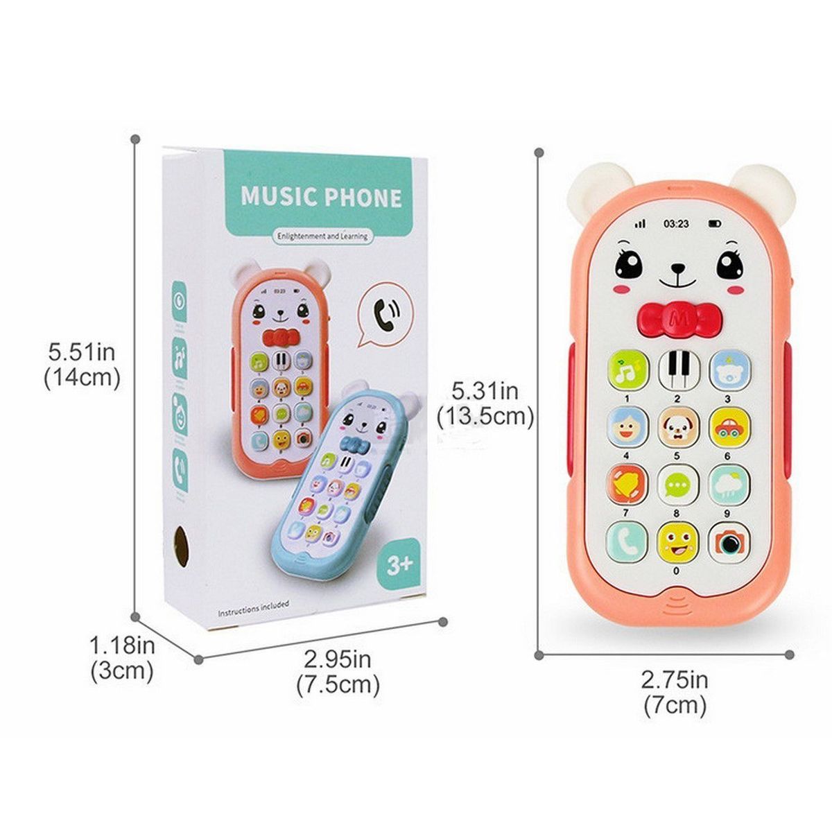 DAYOSHOP - Teléfono Celular Juguete Musical Conejo Bebe Niño