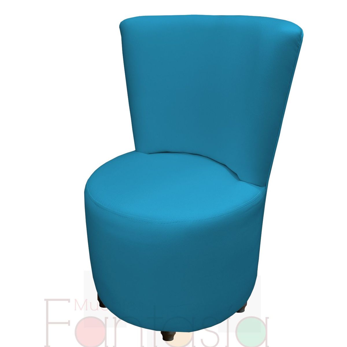 MUEBLES FANTASIA - Silla Auxiliar Redonda en Tela Memphis Turquesa Muebles fantasía