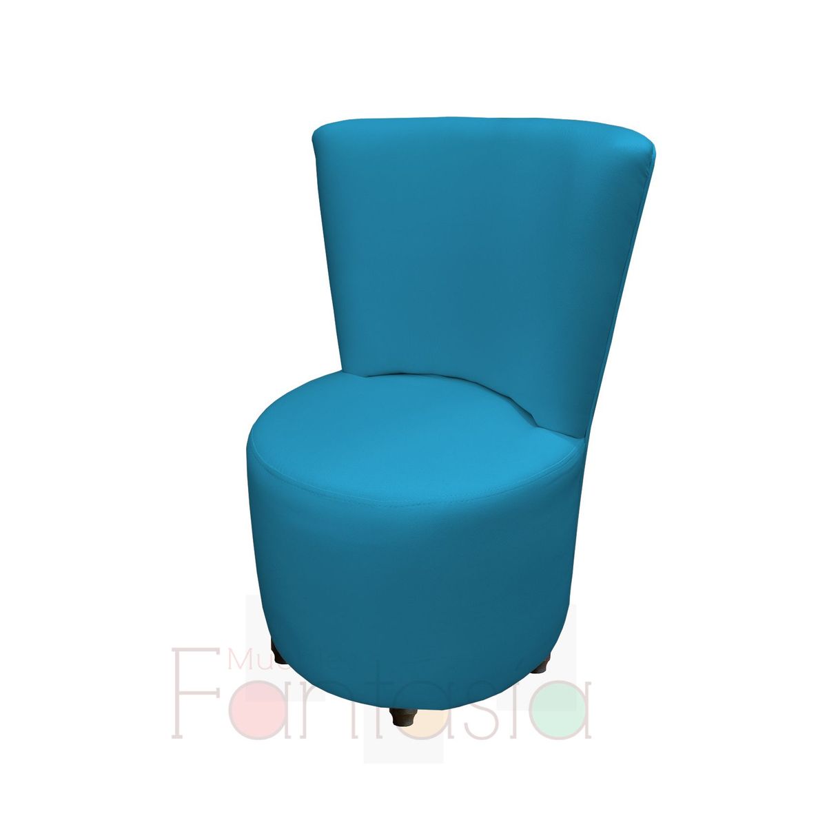 MUEBLES FANTASIA - Silla Auxiliar Redonda en Tela Memphis Turquesa Muebles fantasía