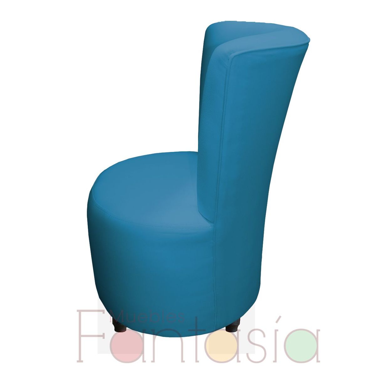 MUEBLES FANTASIA - Silla Auxiliar Redonda en Tela Memphis Turquesa Muebles fantasía