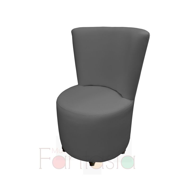 MUEBLES FANTASIA - Silla Auxiliar Redonda en Tela Memphis Gris Oscuro Muebles fantasía