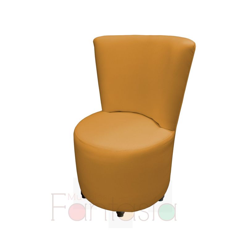 MUEBLES FANTASIA - Silla Auxiliar Redonda en Tela Memphis Mostaza Muebles fantasía