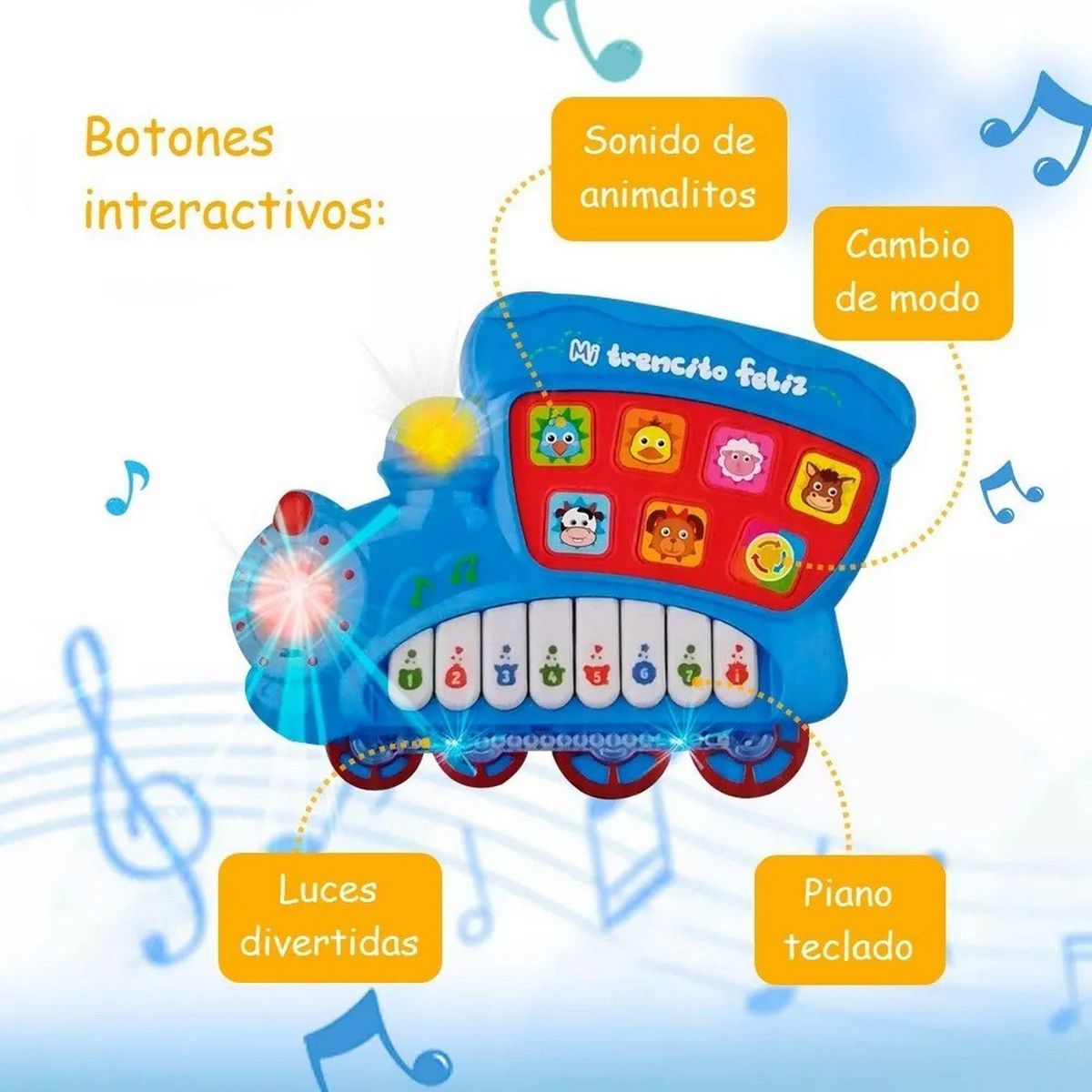 DAYOSHOP - Piano Tren Interactivo Sonido Animales Y Numeros