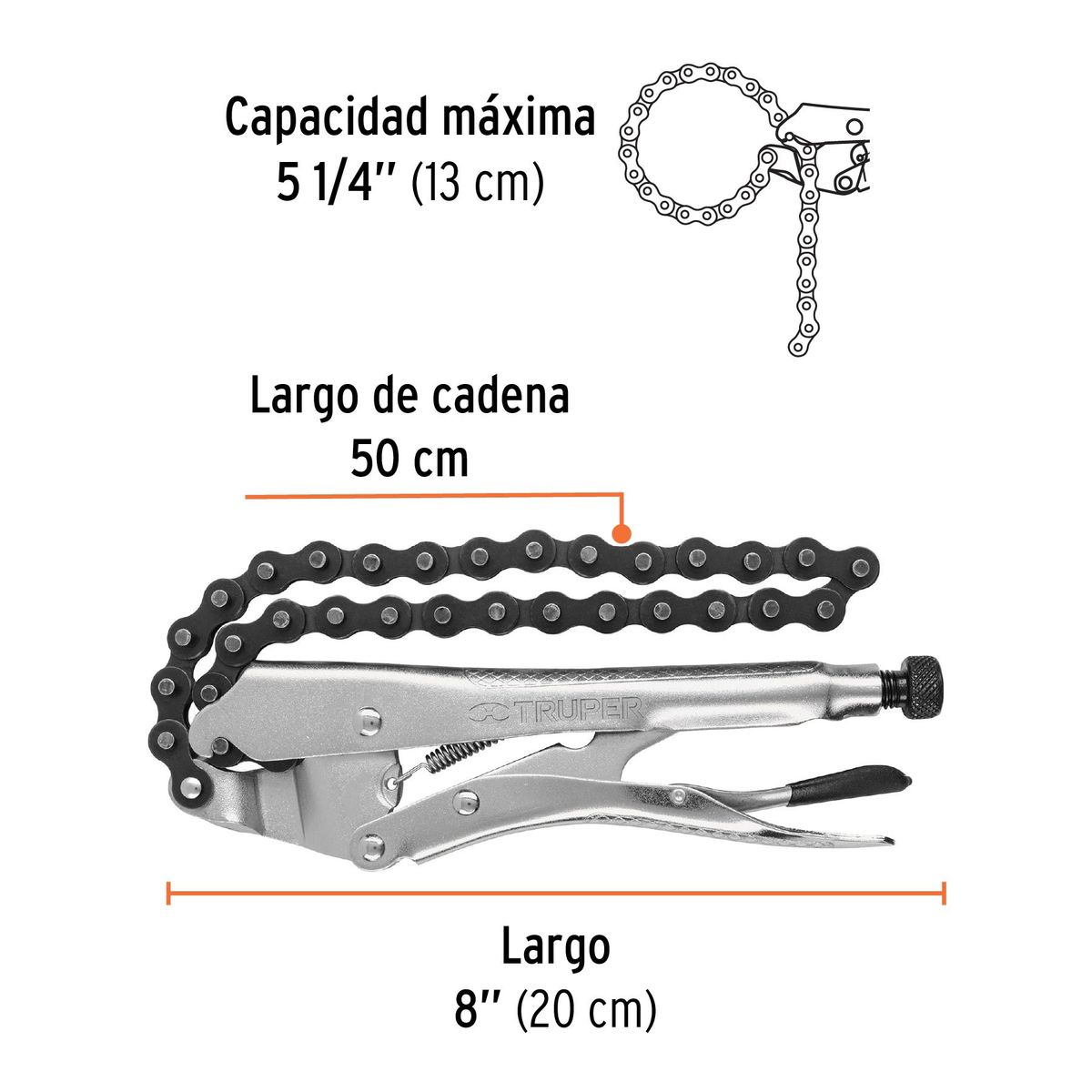 TRUPER - Pinza de presión 8 de cadena Truper