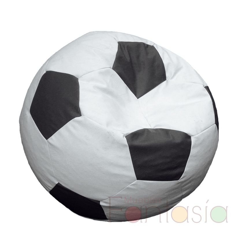 MUEBLES FANTASIA - Puff Balón Grande Blanco-Negro Muebles Fantasía