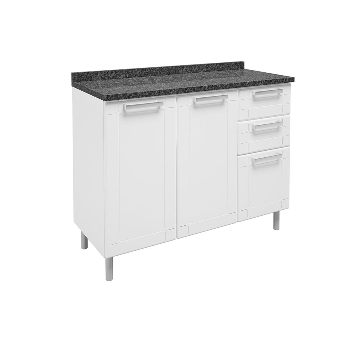 BERTOLINI - Mueble base en acero 105cm incluye meson 2 cajones  blanco