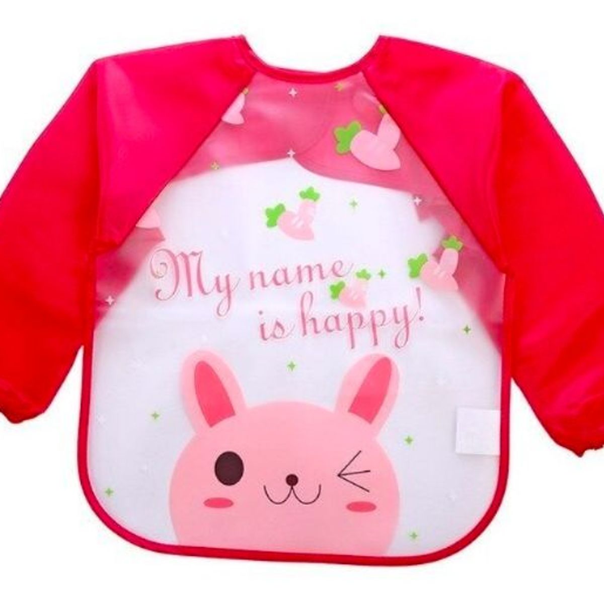 STALION - Babero Delantal Bebés Y Niños De Manga Larga Impermeable - Conejo rosa
