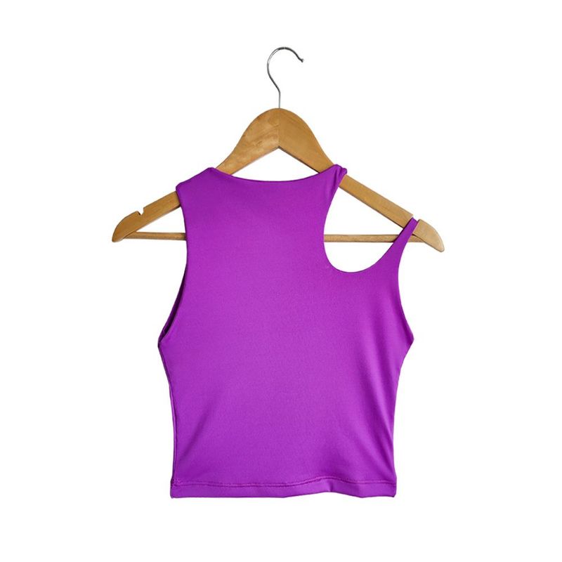 SYK - Blusa Crop Top Para Mujer Unicolor Licrado Básica Purpura.