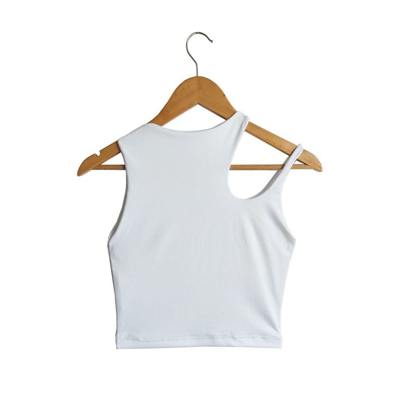 SYK - Blusa Crop Top Para Mujer Unicolor Licrado Básica Blanco Sin Mangas.