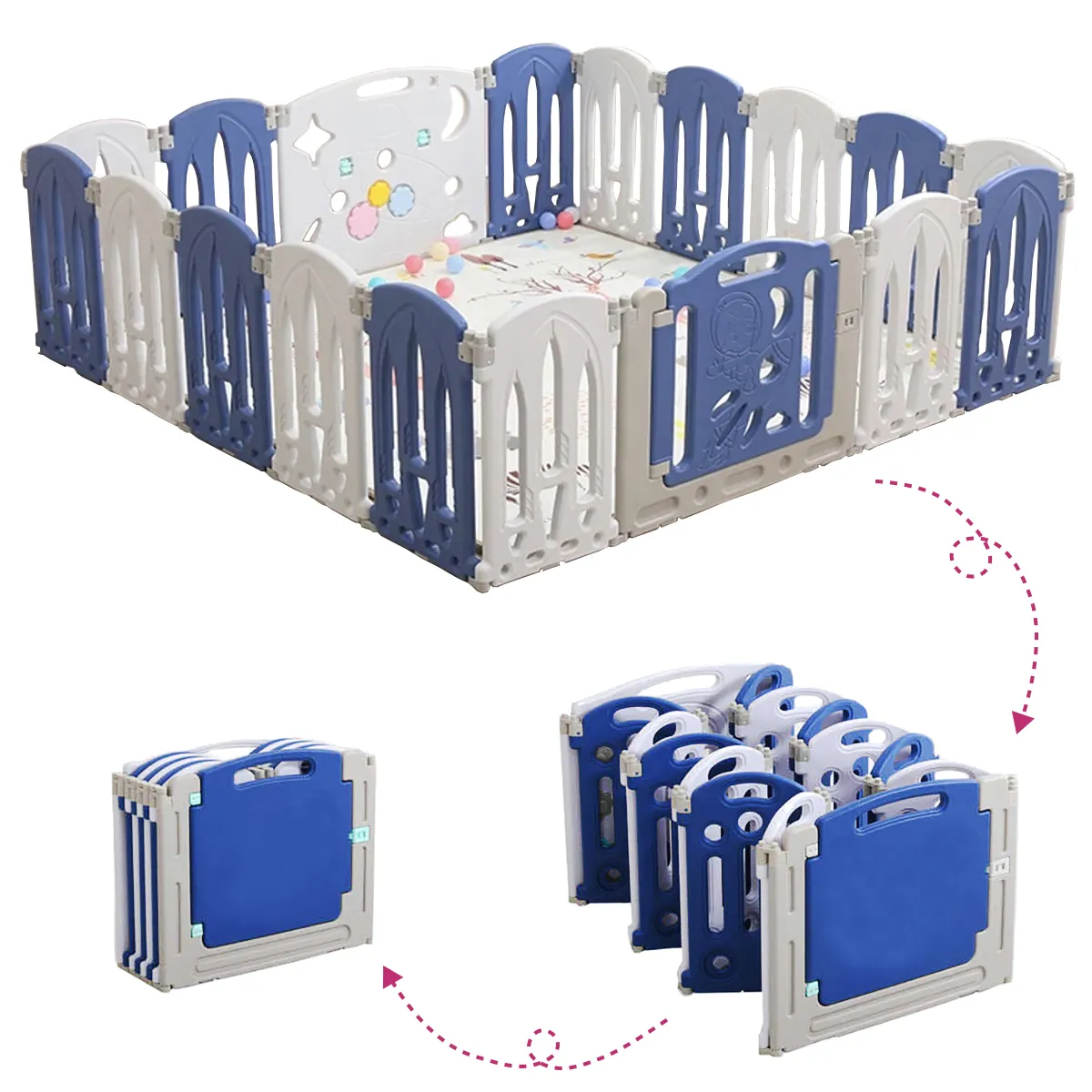 ENFANT'ASY - Corral área de juego modulable y plegable playpen 16 + 2 paneles