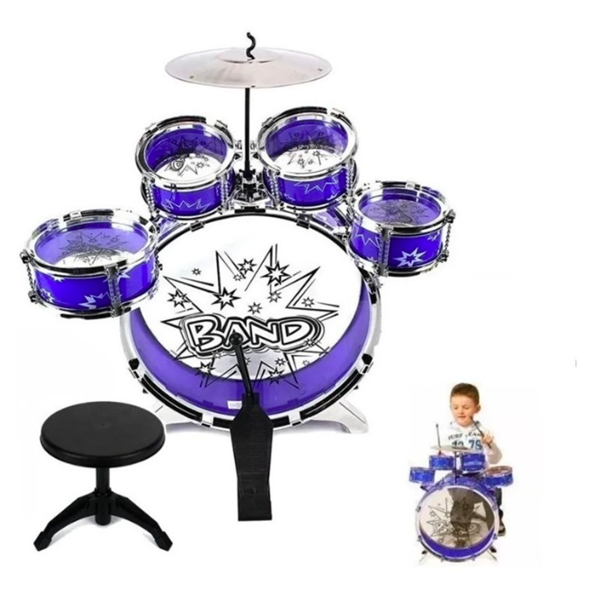 STALION - Batería Juguete Musical Niños 5 Tambores Original Big Band