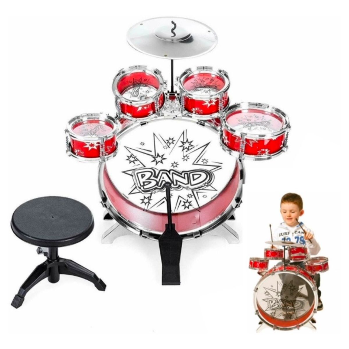 STALION - Batería Juguete Musical Niños 5 Tambores Original Big Band