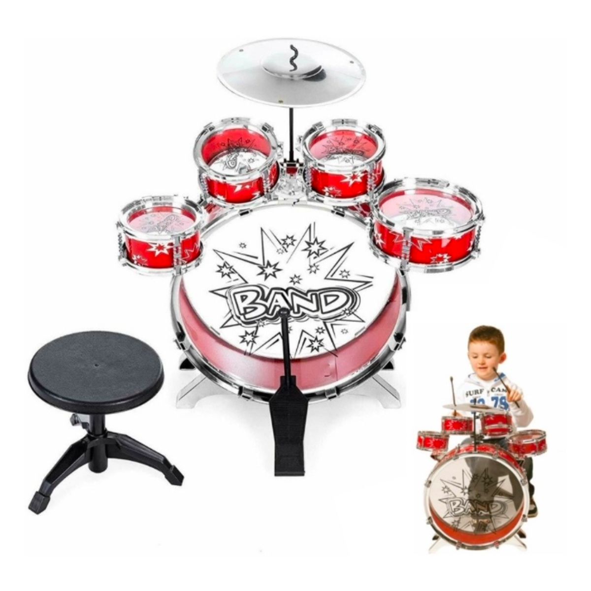 STALION - Batería Juguete Musical Niños 5 Tambores Original Big Band