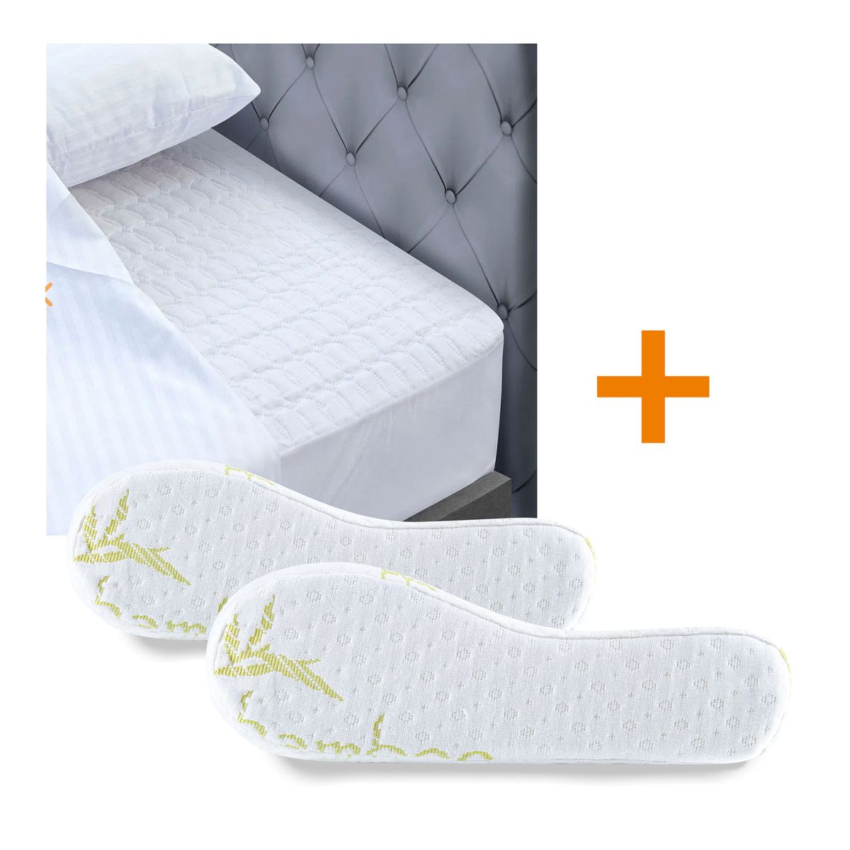 ENERGY PLUS - Combo: Protector colchón algodón Doble + 2 Almohadas Bamboo