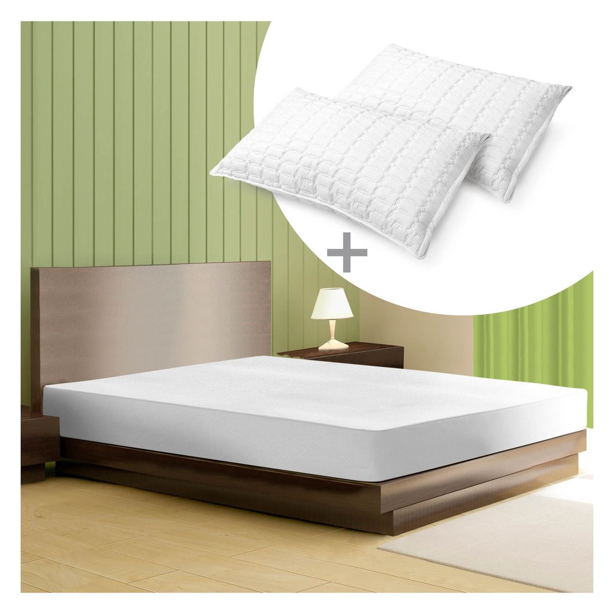 ENERGY PLUS - Combo Protector colchón antifluido semid 2 Almohadas fibra