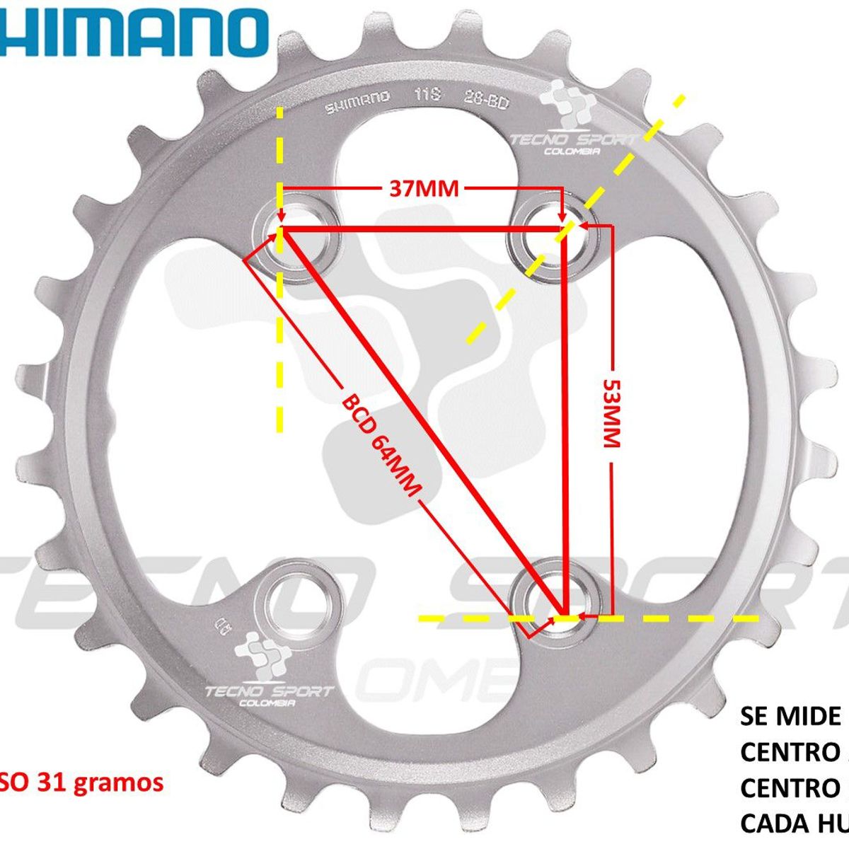 SHIMANO - Plato Coronilla Shimano Xt M8000 11v Biplato 28 Dientes Mtb