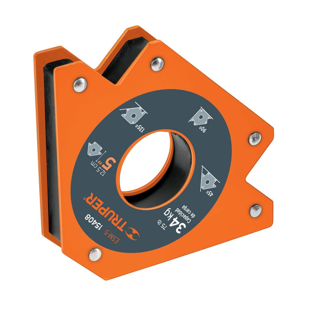 TRUPER - Escuadra magnética 5" para soldar, capacidad 34 kg, Truper