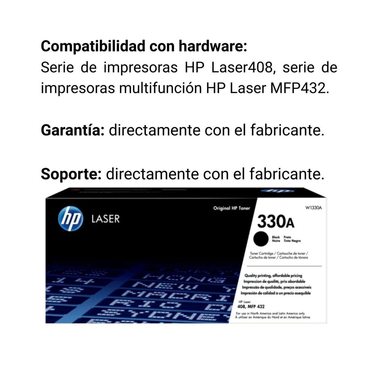 HP - Cartucho de Toner Hp 330A Original W1330A