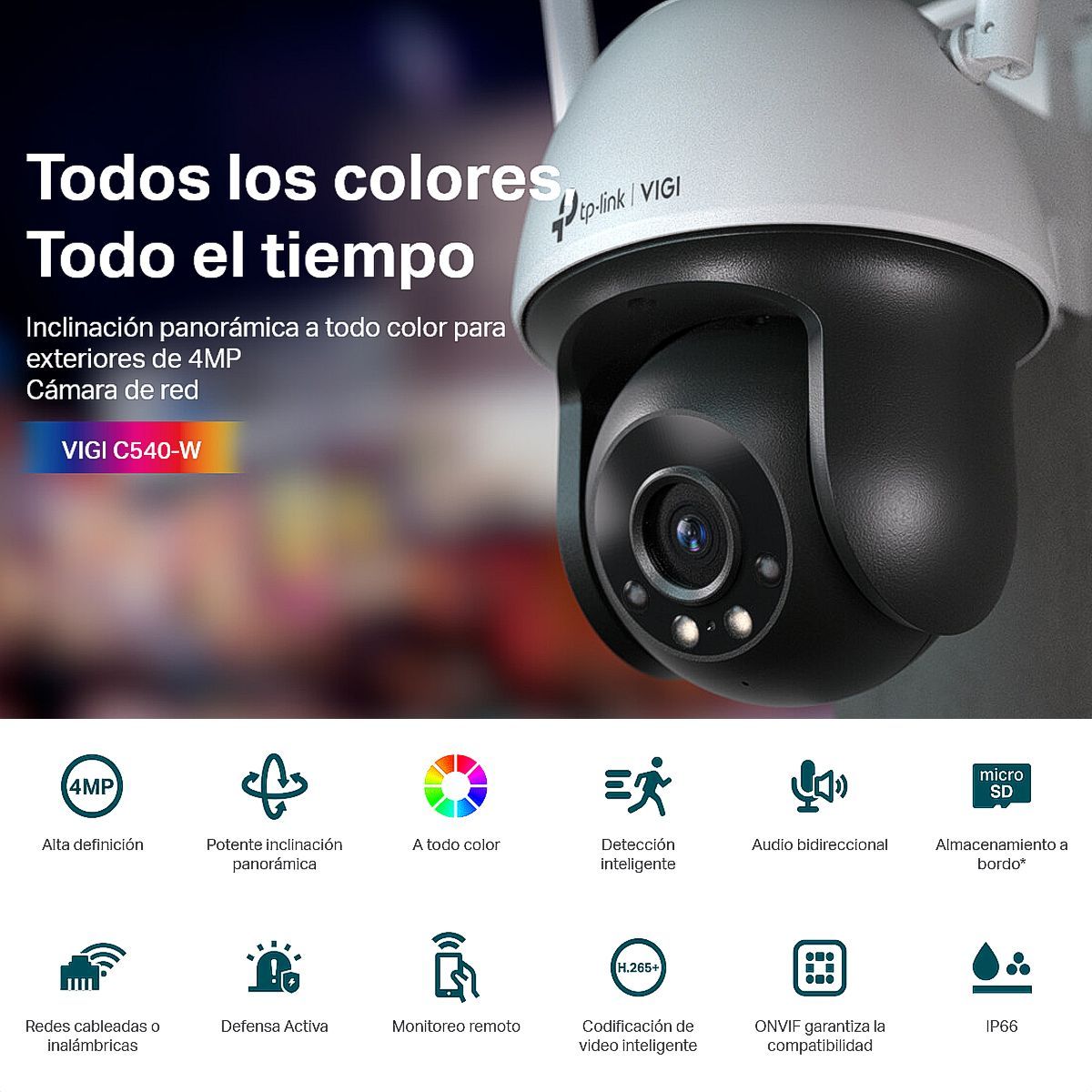 TP LINK - Cámara IP Wifi Exterior Robótica 4mp Tp-link Vigi C540-W