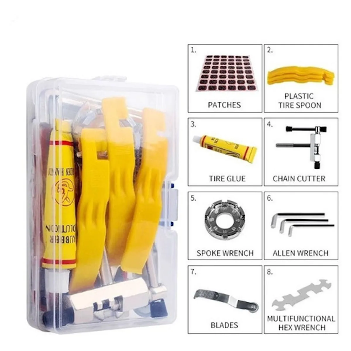 GENERICO - Kit De Despinche Bicicletas + Herramienta 8 En 1 Despinador