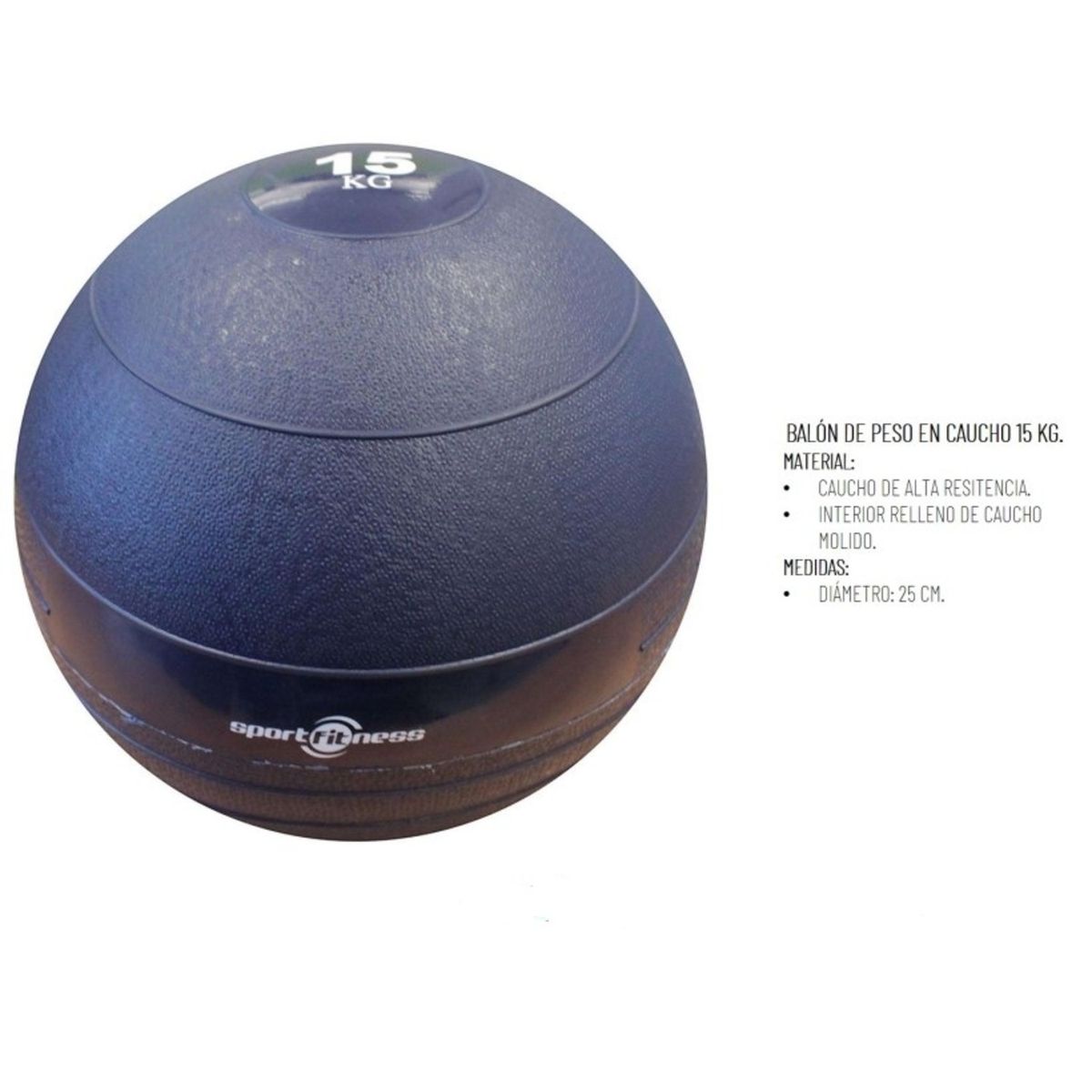 SPORT FITNESS - Balón De Peso 15 Kg Caucho Sportfitness