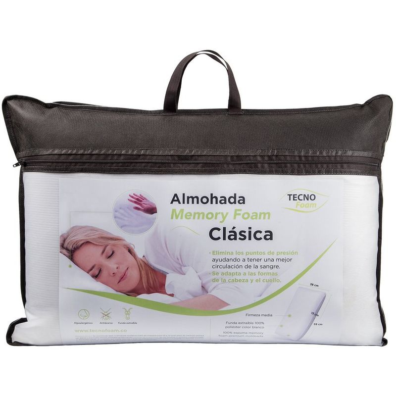 TECNOFOAM - Almohada clásica tecnofoam espuma memory viscoelastica