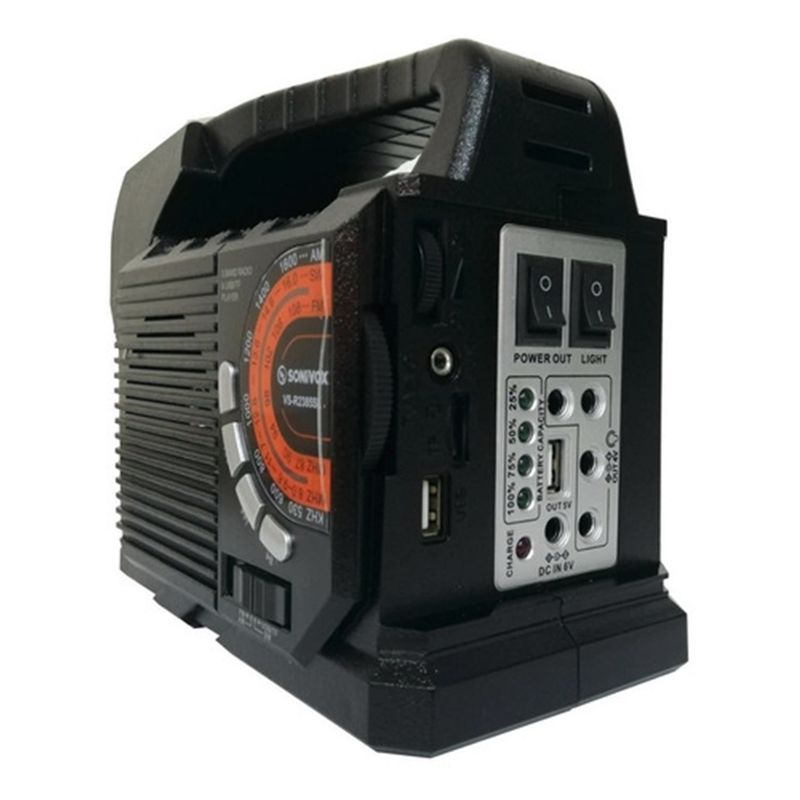 SONIVOX - Radio Parlante Inalámbrico Am Fm Con Panel Solar Y Usb CLASICO