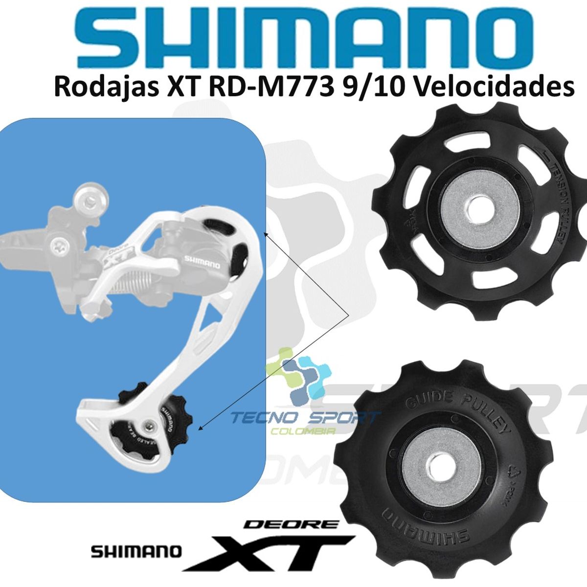 SHIMANO - Rodajas Tensor Shimano Xt M773 9 / 10 Velocidades Bicicleta
