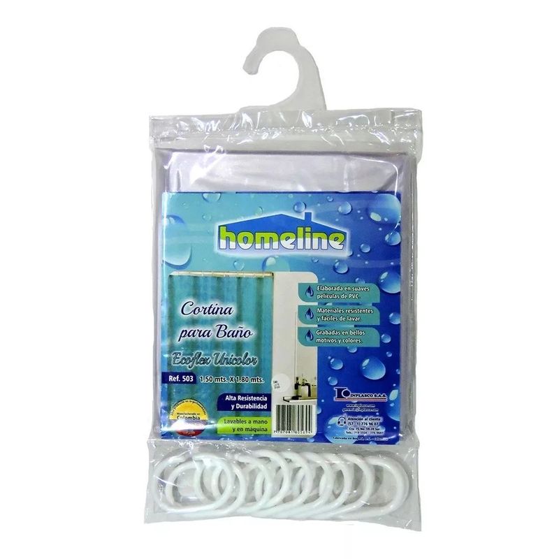 HOMELINE - Cortina Para Baño En PVC Homeline Unicolor