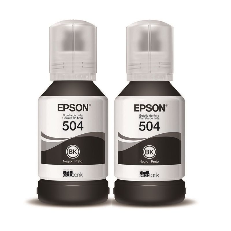 EPSON - Tinta epson 504 negro impresoras l4150 l4160 l6161 l6171 l6191 kit x 2