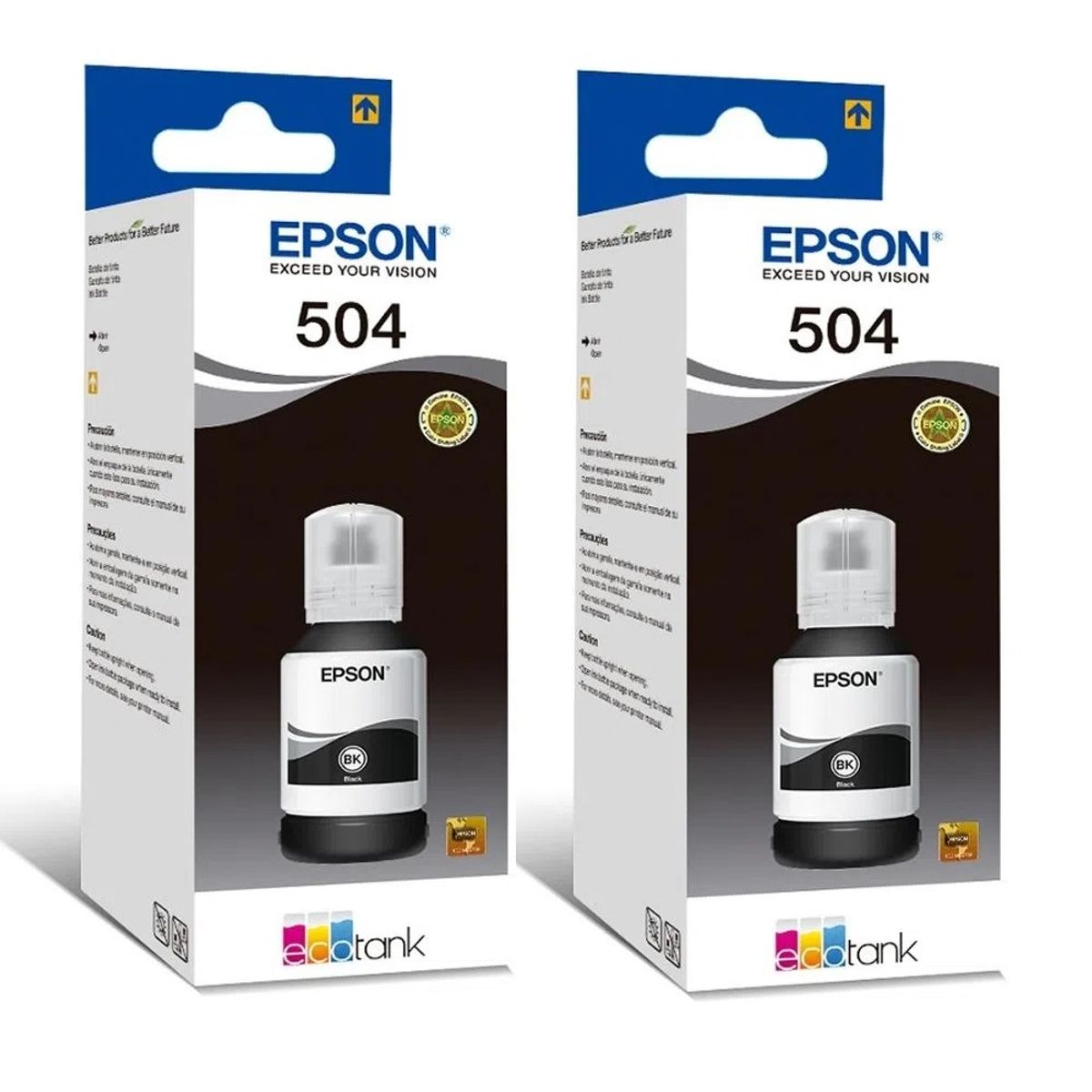 EPSON - Tinta epson 504 negro impresoras l4150 l4160 l6161 l6171 l6191 kit x 2