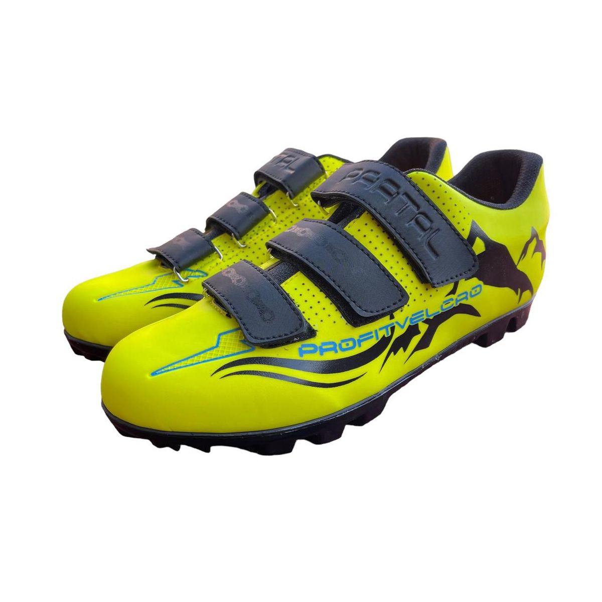 PAATAL - ZAPATILLAS DE CICLISMO MTB PROFIT VELCRO FORTE AMARILLO NEON PAATAL