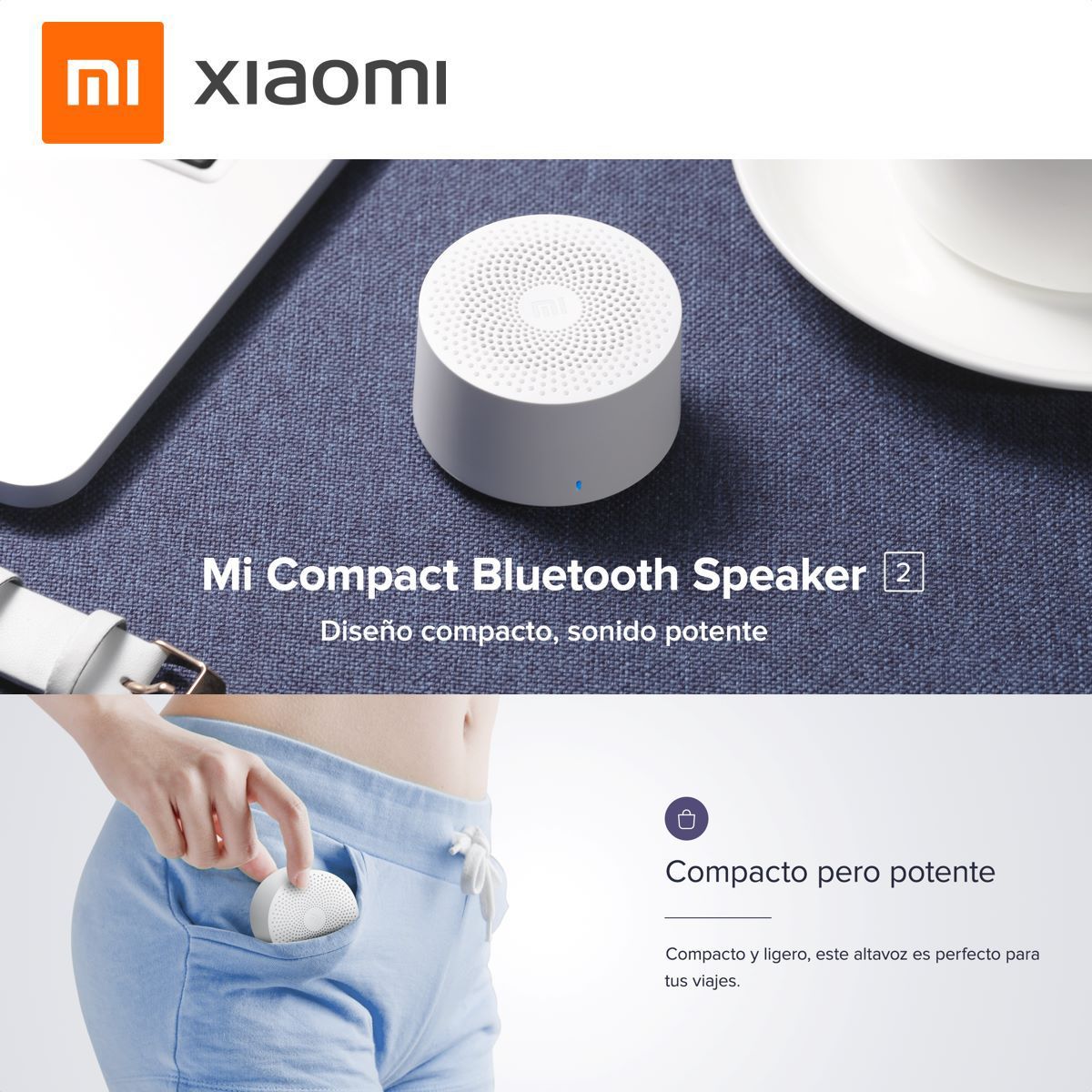 XIAOMI - Mini Parlante con Altavoz Xiaomi Mi Compact Blueooth 4.2