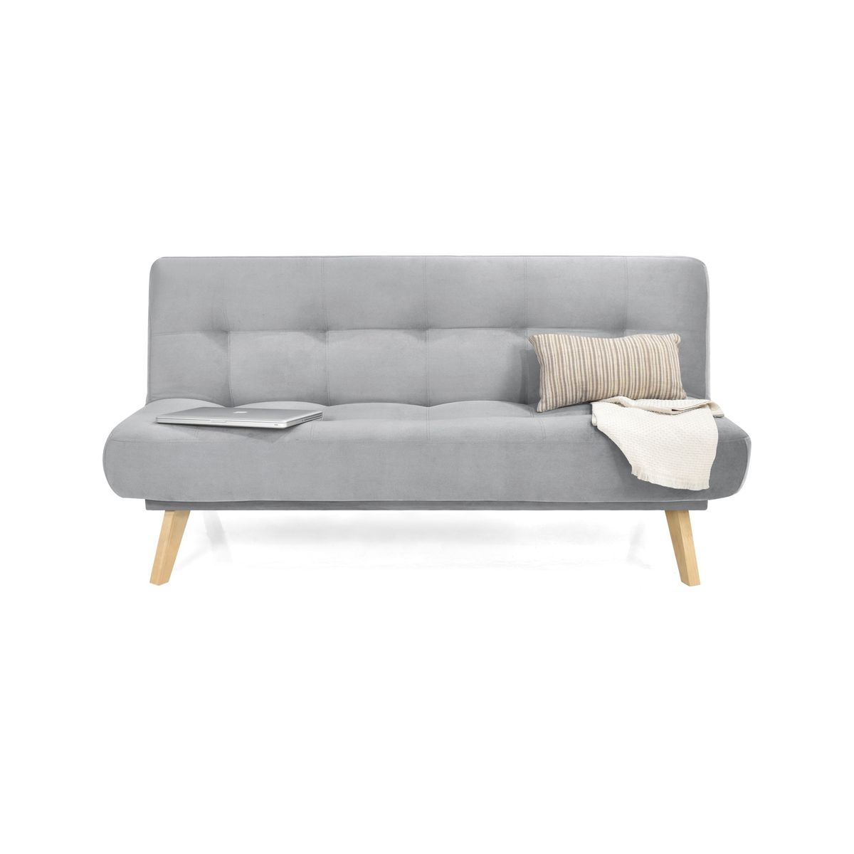 HOGAR VENECIA - Sofa Cama Porto Reclinable 182x85x85 Tela Plata