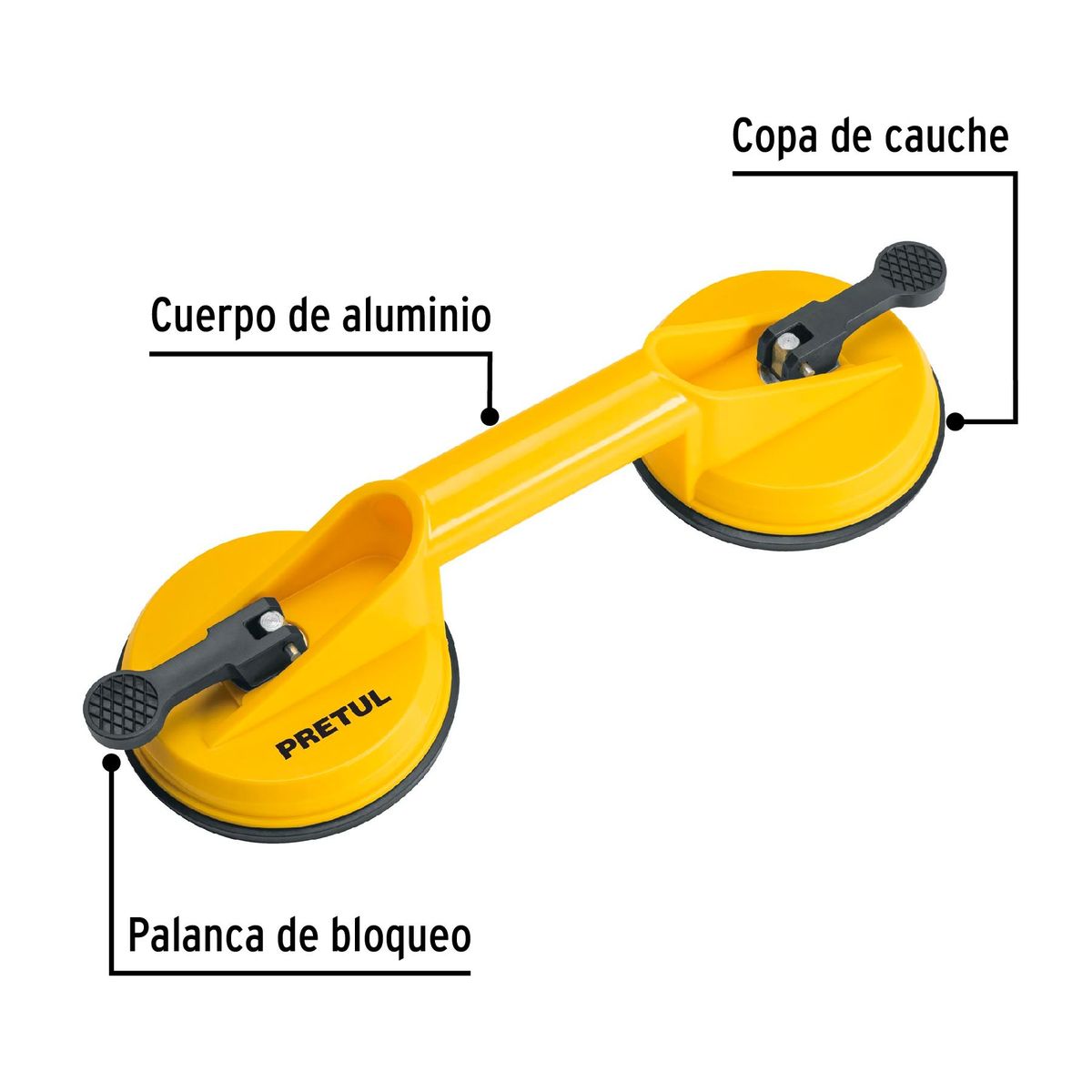 PRETUL - Ventosa de plástico para vidrio, 2 copas de succión, Pretul