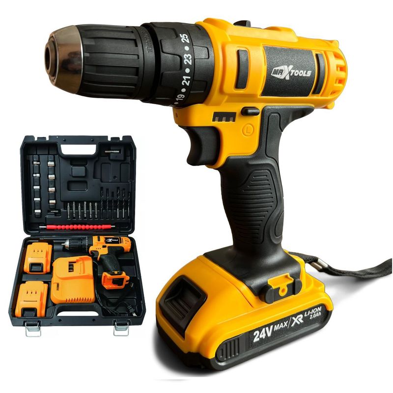 MAXTOOLS - Taladro Atornillador Inalámbrico 10mm Maxtools 12v 23nm 27 Piezas.