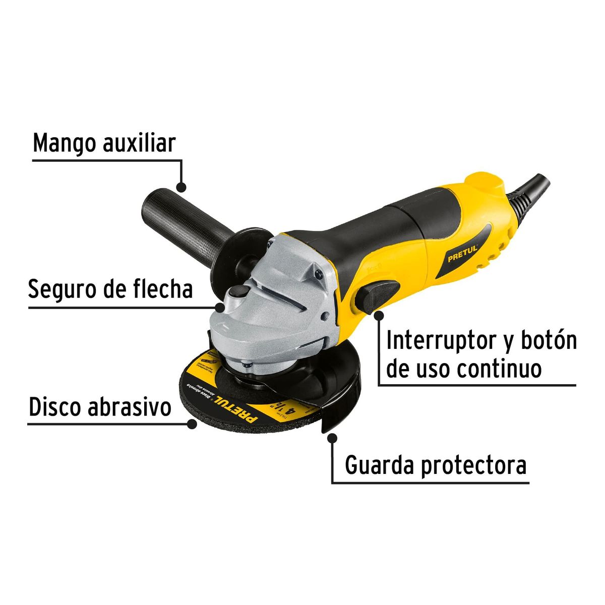 PRETUL - Esmeriladora angular 4-1/2" 700 W, Pretul