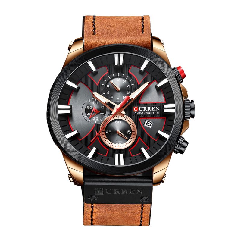 CURREN - Reloj CURREN 8346 Deportivo Militar Hombre Cuarzo Correa De Cuero
