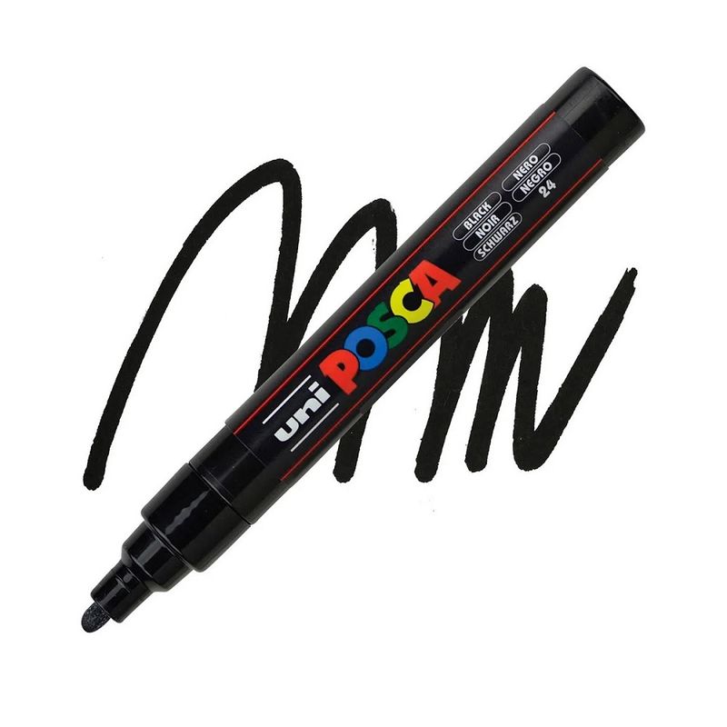 POSCA - Marcador Gráfico De Vinilo Posca Punta Pc-5m Negro