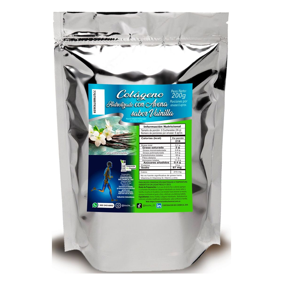 GENERICO - Colágeno Hidrolizado con Avena Sabor a Vainilla 200g