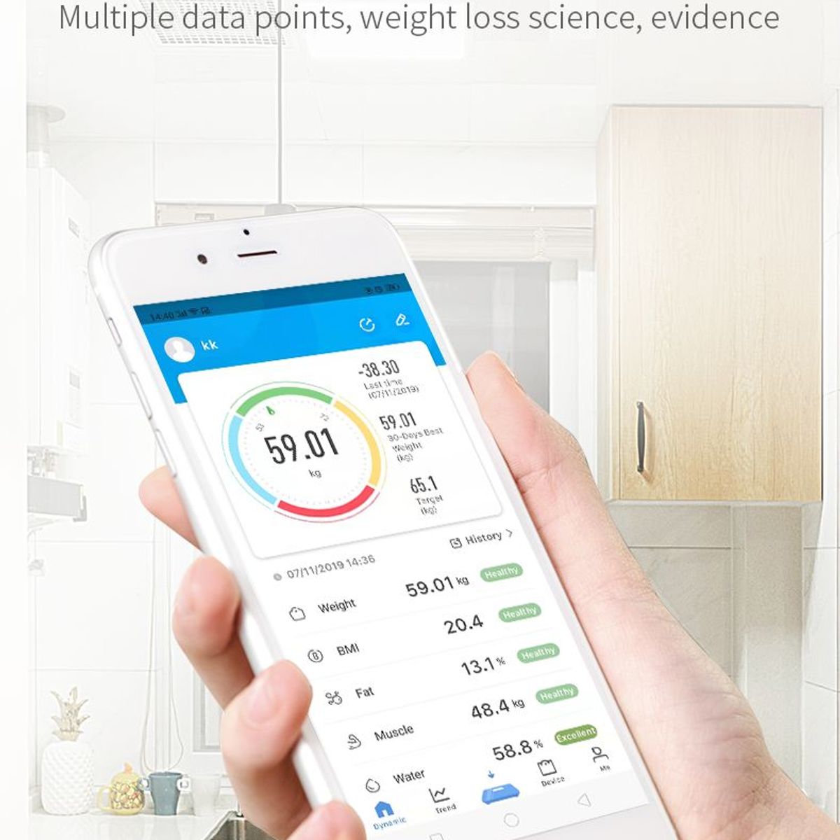 GENERICO - Balanza Peso Electronica Smart App Recargable Mide Grasa inteligente