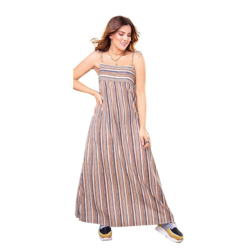 ATYPICAL - Vestido Juvenil Femenino Multicolor Caqui Atypical
