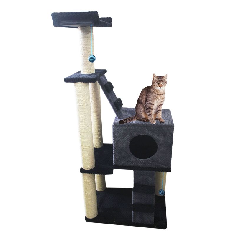 MAOS - GIMNASIO PARA GATO DOBLE ESCALERA- NEGRO PETROLEO