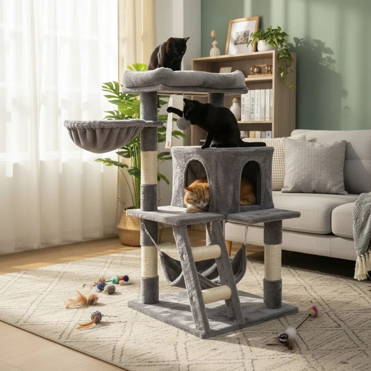 WOOD PETS - Maos Pets Gimnasio Rascador Para Gatos 4 Niveles